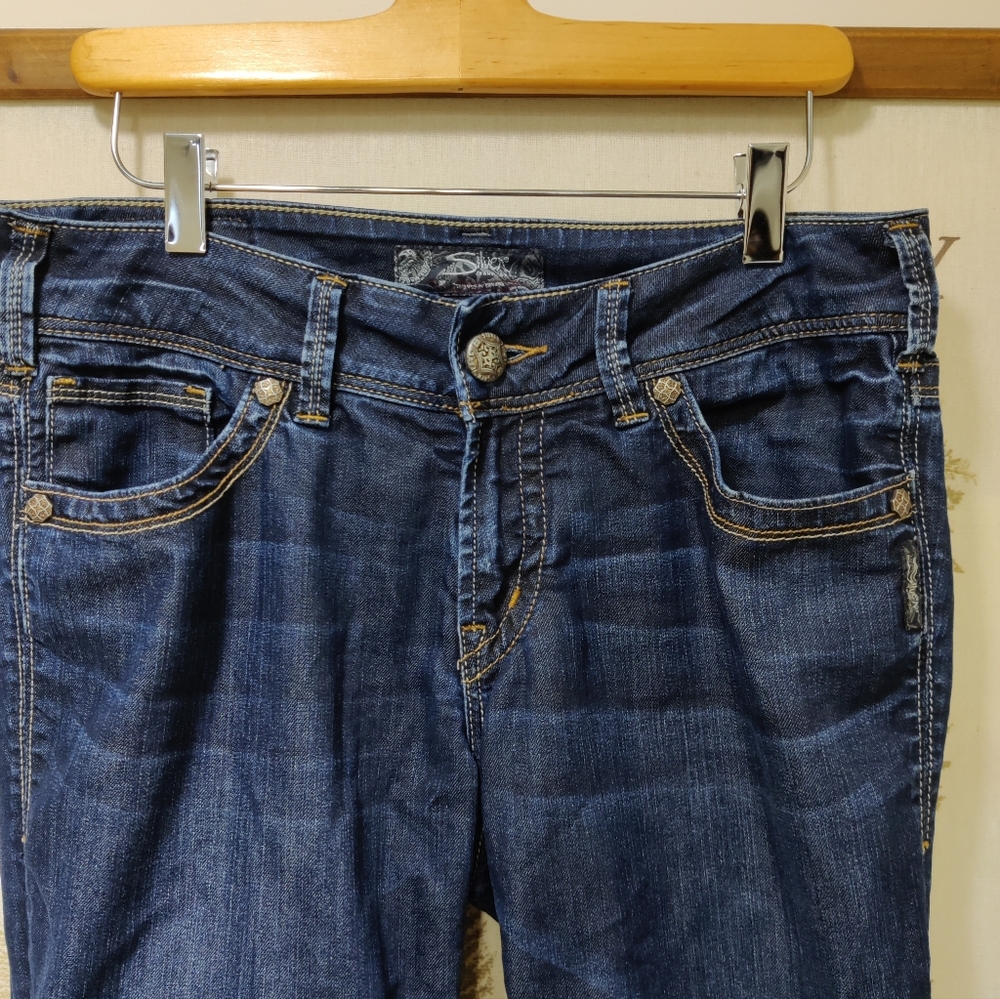 Silver Jeans Co Suki Straight Leg Jeans Dark Wash Mid Rise - 29